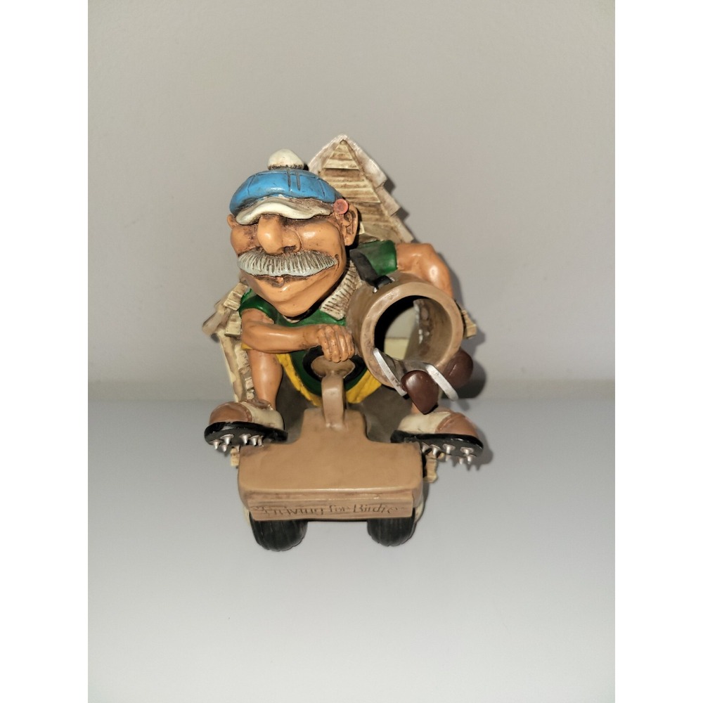 Vintage New 1999 R. Vandamme Golf Cart Old Man Birhouse Folk Art Sculpture Decor